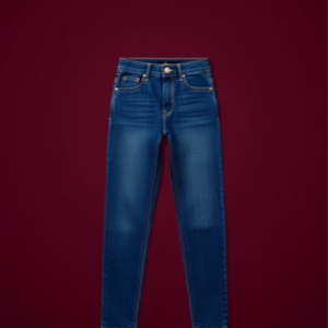 Jean slim taille haute bleu pour fille de 13 à 16 ans