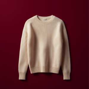 Pull rayé à col rond en tricot beige pour fille de 7 à 12 ans