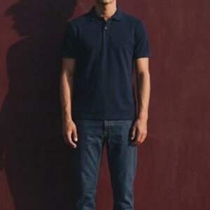 Polo en maille piquée bleu marine à manches courtes pour homme