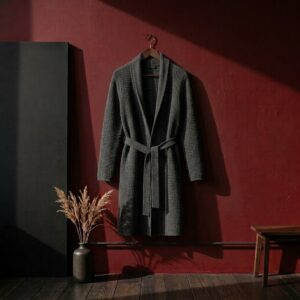 Manteau ceinturé en maille pour femme