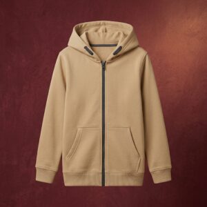 Sweat zippé beige pour garçon de 7 à 12 ans