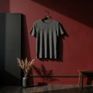 T-shirt côtelé à manches courtes pour femme