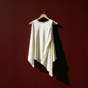 Top asymétrique en satin pour femme