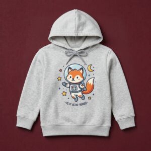 Sweat à capuche gris imprimé d'un renard astronaute pour garçon de 3 à 6 ans