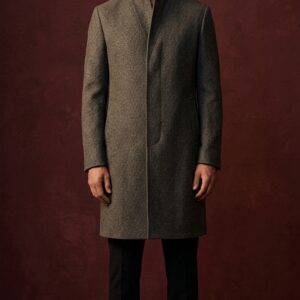 Manteau marron en laine mélangée pour homme