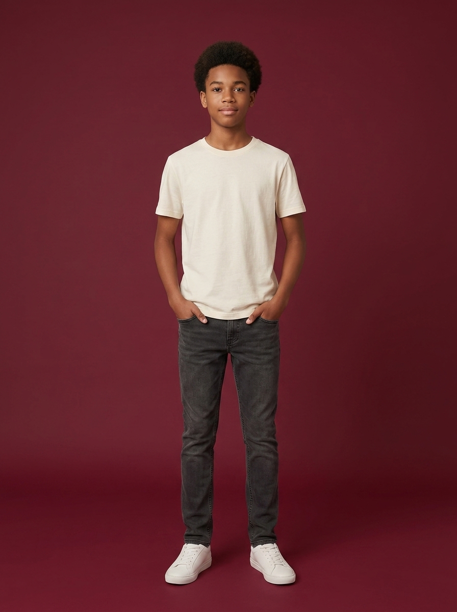 T-shirt col rond en coton bio pour garçon de 13 à 16 ans
